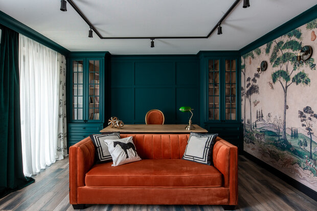 Фотография: Кабинет в стиле Современный, Эклектика, Проект дня, Таунхаус, Кирпичный дом, 3 комнаты, Более 90 метров, современный с элементами лофта, Оренбург, Евгения Черепанова – фото на INMYROOM