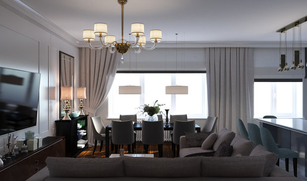 Фото из портфолио Квартира - современная классика. 1905 г. Гостиная. – фотографии дизайна интерьеров на INMYROOM