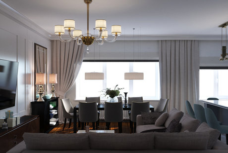 Квартира - современная классика. 1905 г. Гостиная.