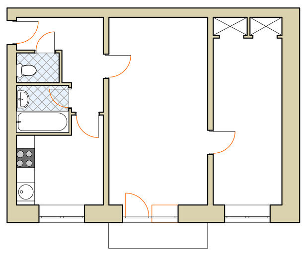 Фотография: Планировки в стиле , Квартира, Дома и квартиры, Перепланировка, Хрущевка, 1-511 – фото на INMYROOM