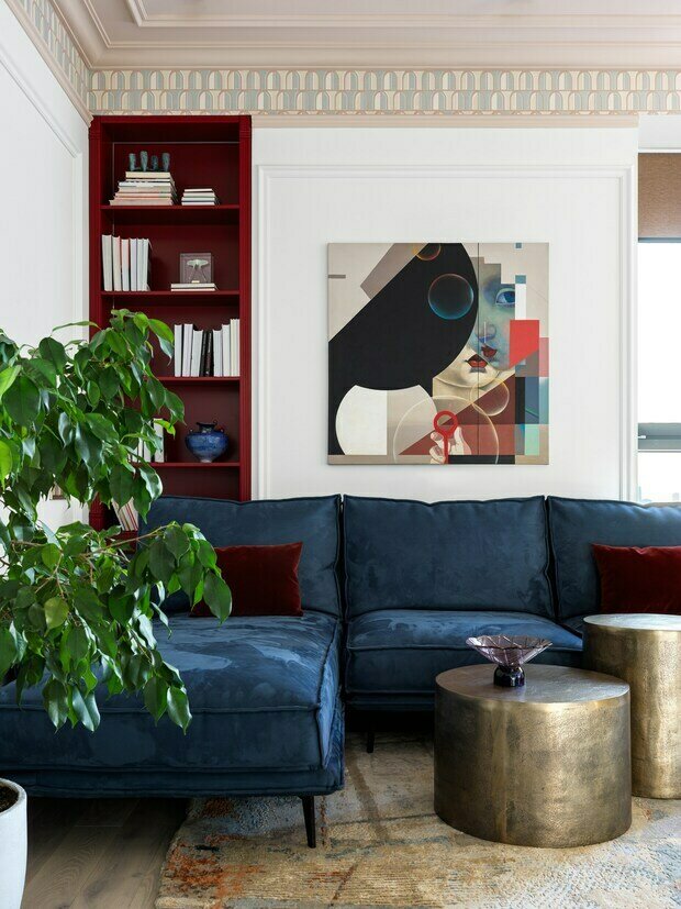Фотография: Гостиная в стиле Современный, Эклектика, Квартира, Проект недели, Москва, 3 комнаты, Более 90 метров, Miklashevskaia Interior, Анна Миклашевская – фото на INMYROOM