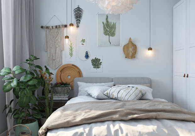 Фотография: Спальня в стиле Скандинавский, Современный, Квартира, Проект недели, Москва, 2 комнаты, 60-90 метров, Марина Меренкова – фото на INMYROOM