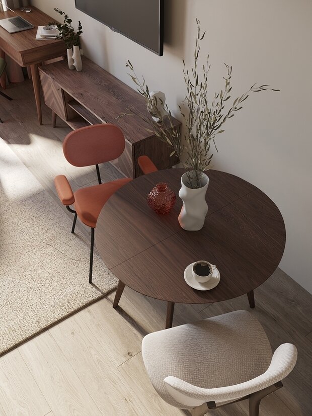 Фотография: Кухня и столовая в стиле Современный, Малогабаритная квартира, Проект дня, Москва, Монолитный дом, 2 комнаты, до 40 метров, Елена Бургонская – фото на INMYROOM