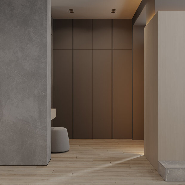 Визуализация гардеробной в стиле минимализм