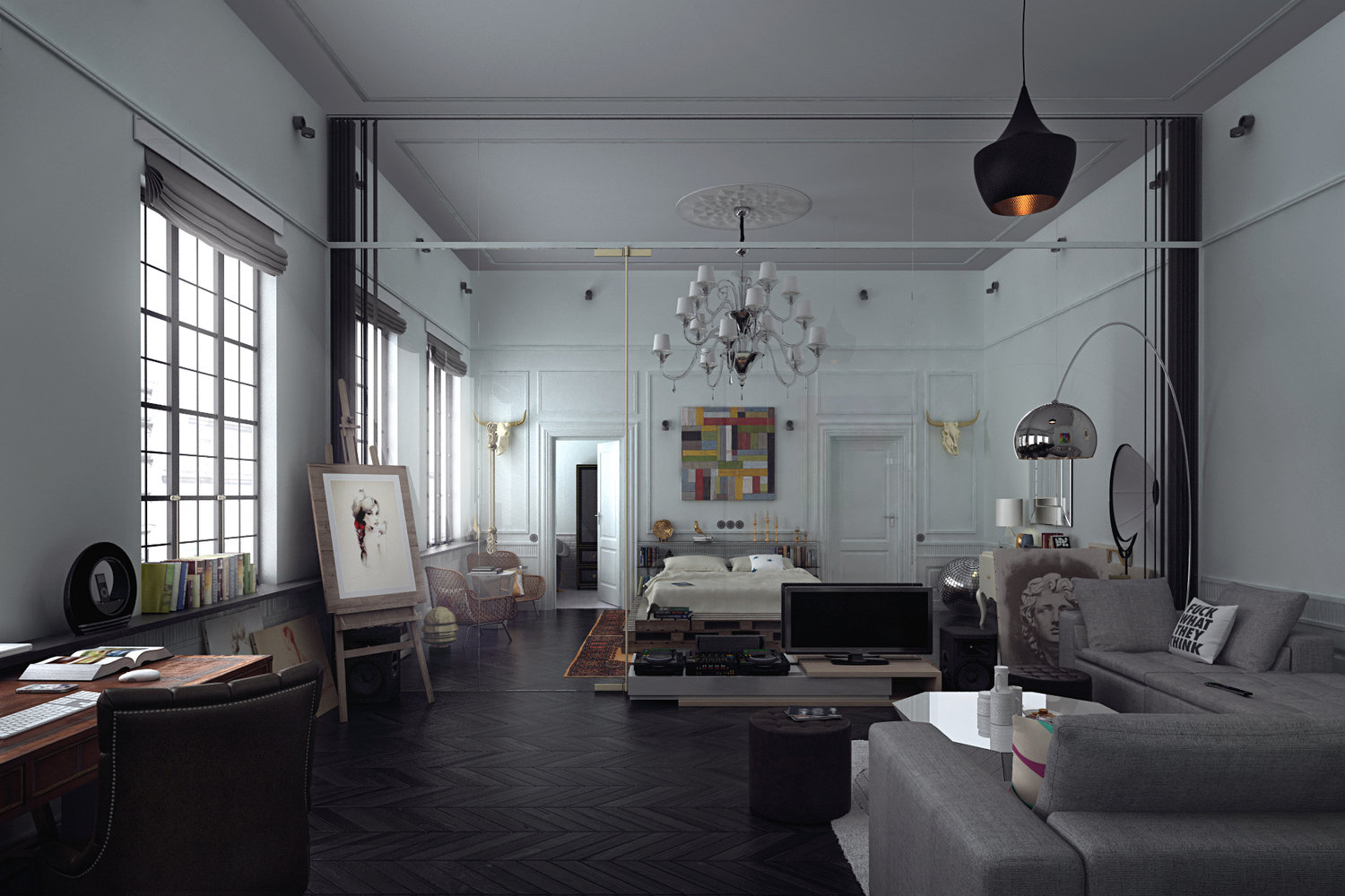 Фотография: Гостиная в стиле Эклектика, Квартира, Дома и квартиры, Проект недели – фото на INMYROOM