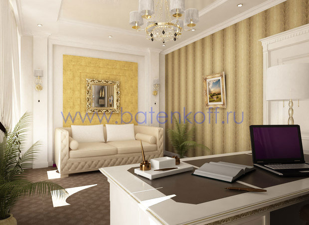 Фото из портфолио Дизайн проект кабинета в классическом стиле от Батенькофф в таунхаусе в Екатеринбурге.  – фотографии дизайна интерьеров на InMyRoom.ru