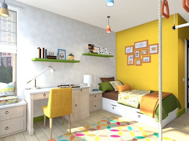 Фото из портфолио Детская "Бананово-лимонный Сингапур" – фотографии дизайна интерьеров на INMYROOM