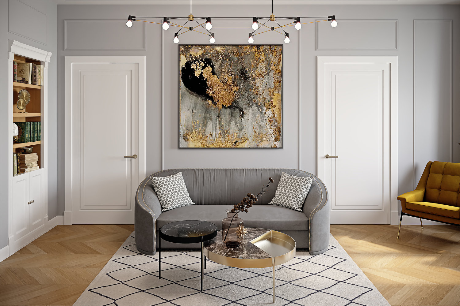 Фотография: Гостиная в стиле Современный, Квартира, Проект недели, Москва, Сталинка, 3 комнаты, 60-90 метров, VO Concept – фото на INMYROOM Фотография: Гостиная в стиле Современный, Квартира, Проект недели, Москва, Сталинка, 3 комнаты, 60-90 метров, VO Concept – фото на INMYROOM