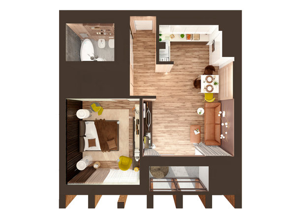 Фото из портфолио Дизайн-проект квартиры 58 м2 – фотографии дизайна интерьеров на INMYROOM