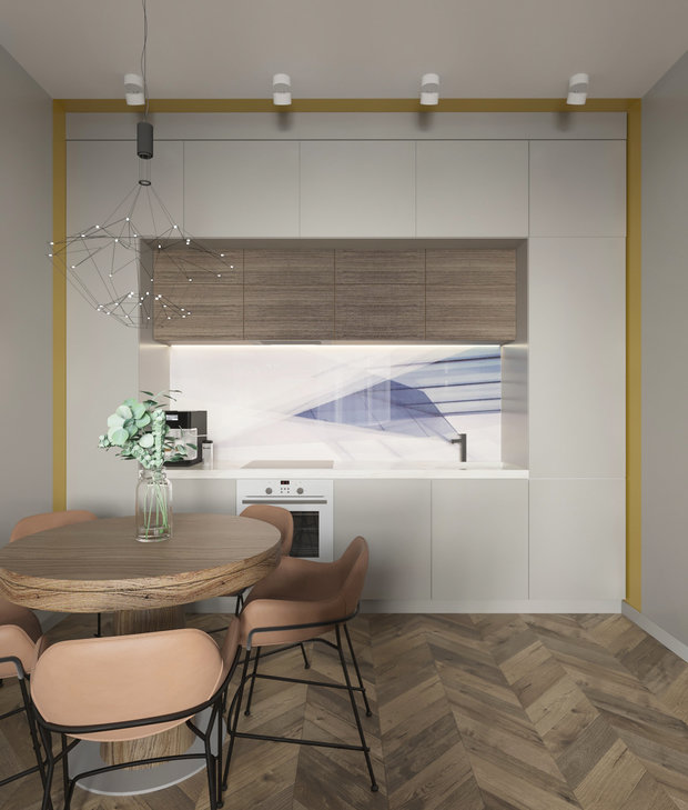 Фотография: Кухня и столовая в стиле Современный, Минимализм, Квартира, Проект недели, Москва, 2 комнаты, 3 комнаты, 60-90 метров, Татьяна Крыгина, Dessein – фото на INMYROOM