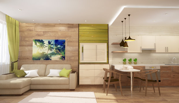 Фото из портфолио Квартира-студия в оливковых и сливочных оттенках.  – фотографии дизайна интерьеров на INMYROOM