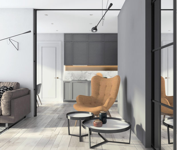 Фотография: Гостиная в стиле Скандинавский, Современный, Квартира, Проект недели, Балашиха, Монолитный дом, 4 и больше, Более 90 метров, Нина Шуберт – фото на INMYROOM