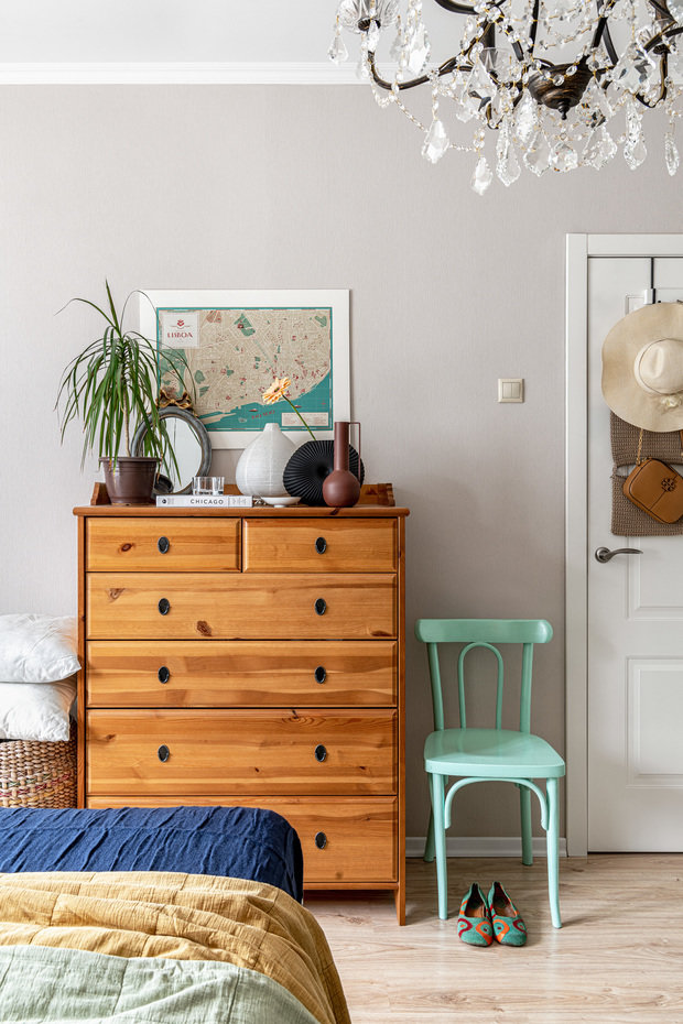 Фотография: Спальня в стиле Скандинавский, Эклектика, Квартира, Проект недели, Красногорск, 1 комната, до 40 метров, Ирина Очирова – фото на INMYROOM