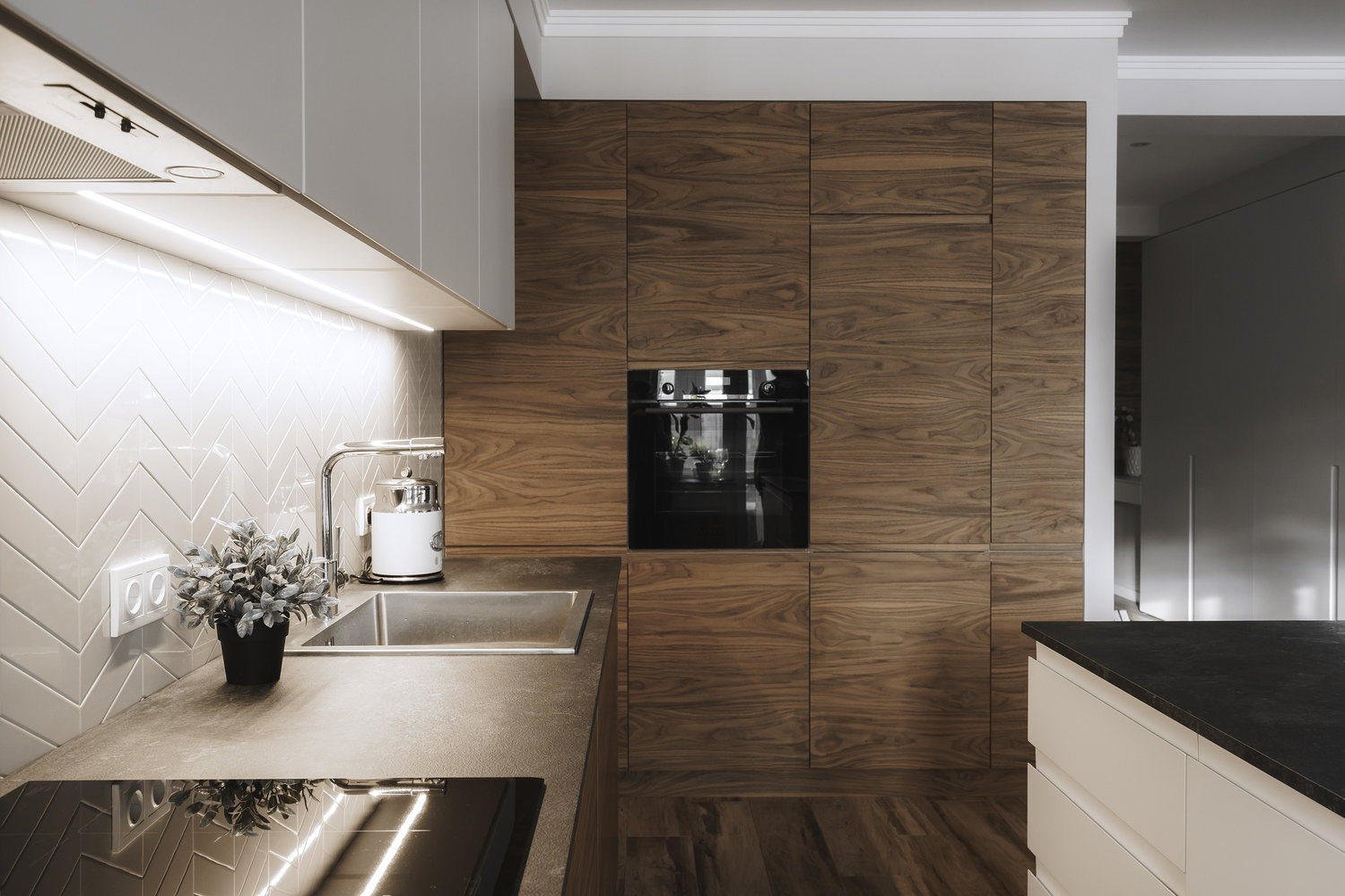 Фотография: Кухня и столовая в стиле Современный, Квартира, Минимализм, Проект недели, Пенза, 3 комнаты, Более 90 метров, Юлия Власова – фото на INMYROOM Фотография: Кухня и столовая в стиле Современный, Квартира, Минимализм, Проект недели, Пенза, 3 комнаты, Более 90 метров, Юлия Власова – фото на INMYROOM