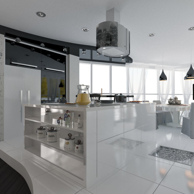 Фотография: Кухня и столовая в стиле Хай-тек – фото на INMYROOM