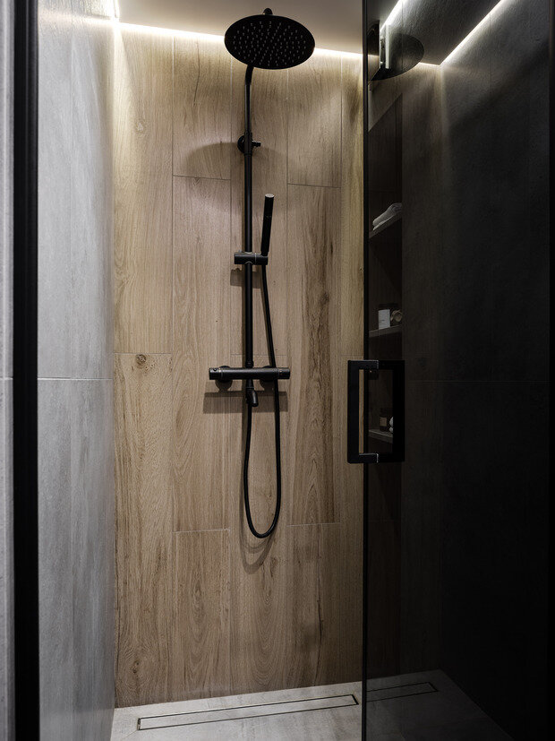 Фотография: Ванная в стиле Современный, Малогабаритная квартира, Квартира, Проект дня, Москва, Монолитный дом, 2 комнаты, до 40 метров, Яна Гафарова – фото на INMYROOM