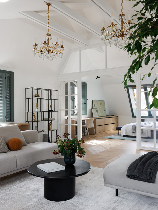 Фотография: Гостиная в стиле Скандинавский, Современный, Эклектика, Минимализм, Квартира, Проект дня, Санкт-Петербург, Кирпичный дом, 3 комнаты, Более 90 метров, Елена Булович – фото на INMYROOM