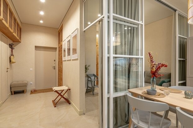 Фотография: Прихожая в стиле Скандинавский, Современный, Эклектика, Эко, Квартира, Крым, Проект недели, 3 комнаты, Более 90 метров, Red Wine design, Евпатория – фото на INMYROOM