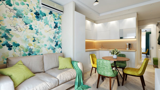 Фотография: Кухня и столовая в стиле Современный, Малогабаритная квартира, Квартира, Студия, Проект недели, Московская область, Раменское, новостройка, Александра Ладанова, Монолитный дом, до 40 метров – фото на INMYROOM