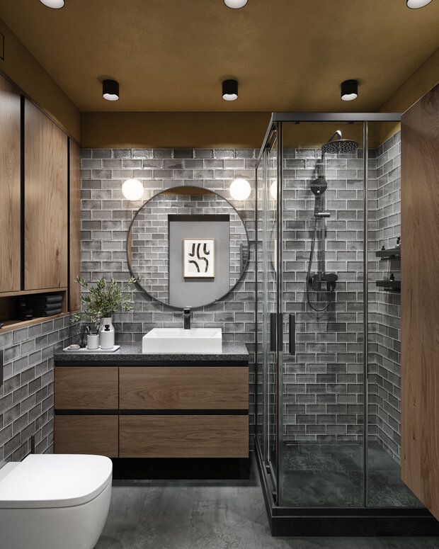 Фотография: Ванная в стиле Лофт, Современный, Эклектика, Квартира, Проект недели, Санкт-Петербург, Макс Жуков, ToTaste Studio, 4 и больше, Более 90 метров, Монолитно-кирпичный – фото на INMYROOM