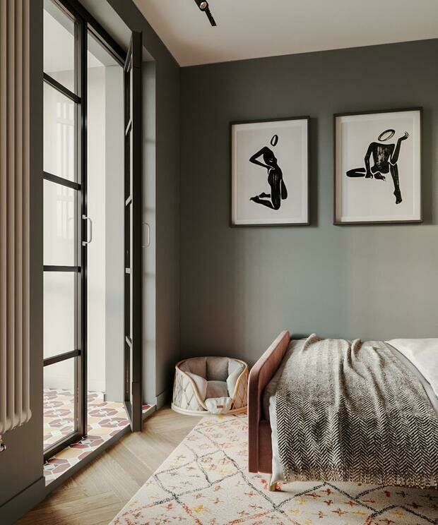 Фотография: Спальня в стиле Современный, Эклектика, Квартира, Проект недели, Санкт-Петербург, 2 комнаты, до 40 метров, 40-60 метров, Студия дизайна Максимаджи – фото на INMYROOM