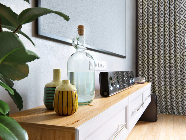 Фотография: Гостиная в стиле Скандинавский, Квартира, Проект недели, Санкт-Петербург, напольное покрытие, Панельный дом, 2 комнаты, 60-90 метров, Олег Минц, ЖК "Тойве" – фото на INMYROOM