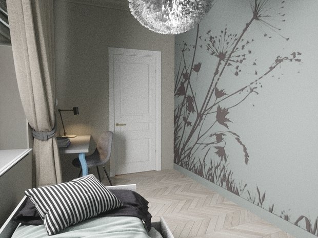 Визуализация интерьера детской в скандинавском стиле