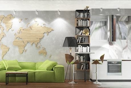 Квартира-студия в стиле фьюжн, 25 м²