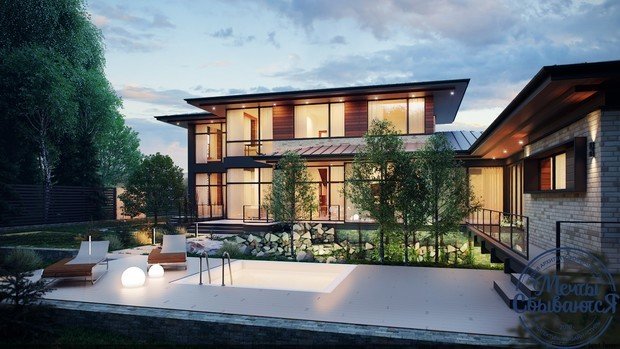 Фото из портфолио Современный двухэтажный дом с панорамными окнами – фотографии дизайна интерьеров на INMYROOM