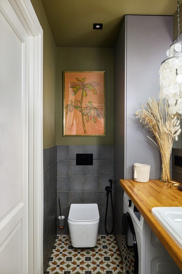 Фотография: Ванная в стиле Скандинавский, Современный, Эклектика, Винтажный, Малогабаритная квартира, Квартира, Проект дня, Санкт-Петербург, 2 комнаты, 40-60 метров, Эльнара Майылова – фото на INMYROOM