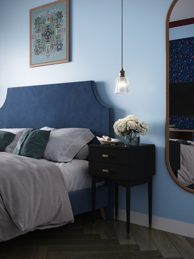 Фотография: Спальня в стиле Современный, Эклектика, Квартира, Проект дня, Москва, Ирина Собыленская, П-44, Панельный дом, 2 комнаты, 40-60 метров, Винтажный – фото на INMYROOM