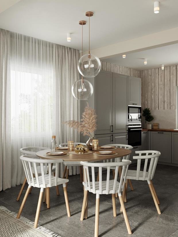 Фотография: Кухня и столовая в стиле Скандинавский, Дом, Проект недели, Дом и дача, Ленинградская область, 4 и больше, Более 90 метров, Анастасия Рамазанова – фото на INMYROOM