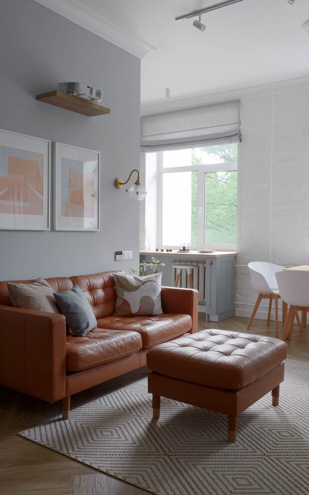 Фотография: Гостиная в стиле Скандинавский, Современный, Квартира, Проект дня, Химки, Московская область, Сталинка, 3 комнаты, 40-60 метров, Светлана Конькова – фото на INMYROOM