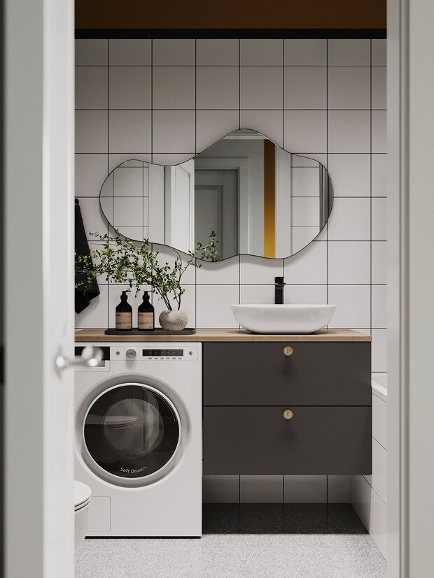 Фотография: Ванная в стиле Современный, Малогабаритная квартира, Квартира, Студия, Проект дня, Челябинск, до 40 метров, Студия Кель, Елена Кель – фото на INMYROOM