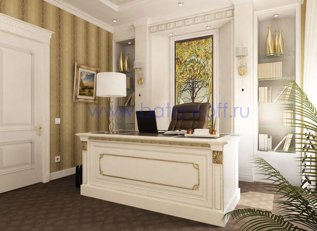 Фото из портфолио Дизайн проект кабинета в классическом стиле от Батенькофф в таунхаусе в Екатеринбурге.  – фотографии дизайна интерьеров на InMyRoom.ru
