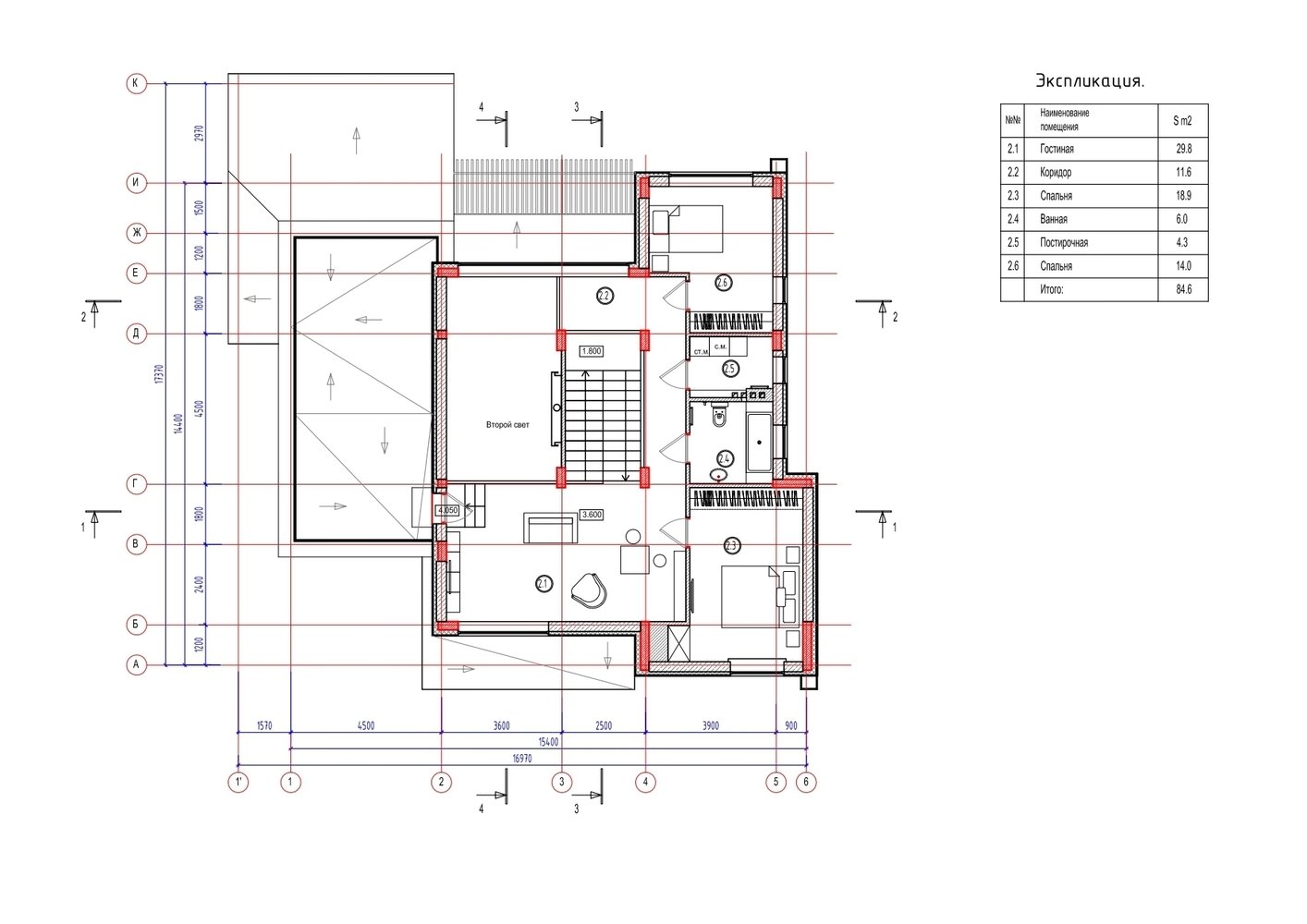 План с расстановкой мебели, 2 этаж