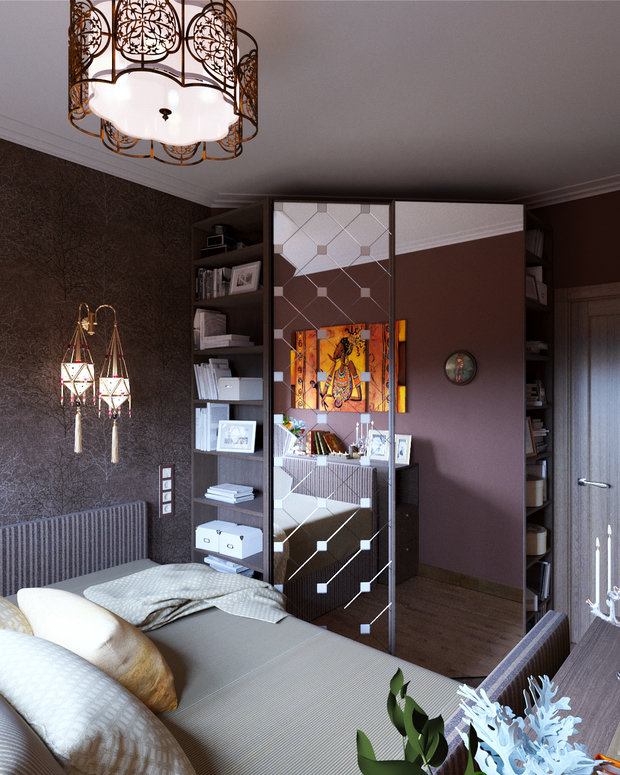 Фотография: Спальня в стиле Восточный, Проект недели, ЖК АРТ, Красногорск, Студия 3.14, 4 и больше, 60-90 метров, Монолитно-кирпичный, ЖК «АРТ», энциклопедия_интерьер – фото на INMYROOM
