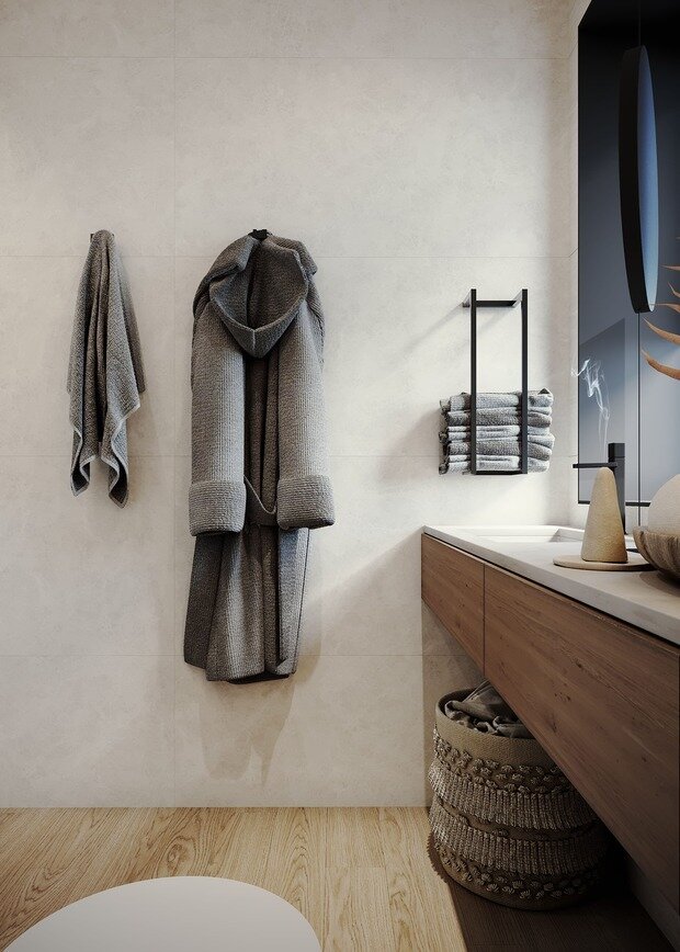 Визуализация интерьера ванной комнаты в стиле минимализм