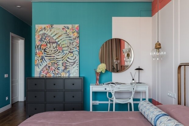 Фотография: Спальня в стиле Современный, Эклектика, Квартира, Проект дня, Санкт-Петербург, 3 комнаты, Более 90 метров, VizDiz, Илона Ореховская – фото на INMYROOM