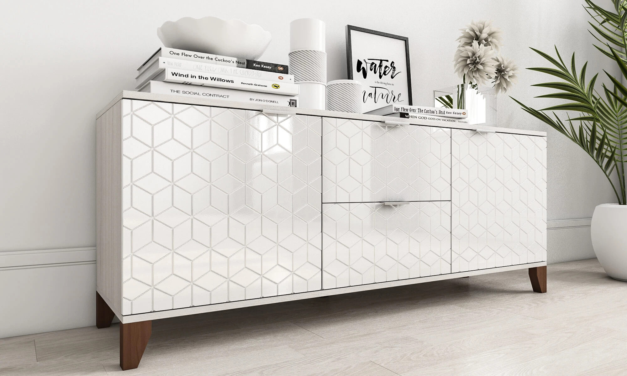 Комод низкий Сканди белого цвета