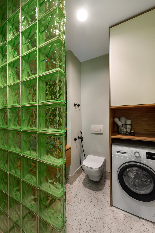 Фотография: Ванная в стиле Скандинавский, Современный, Эклектика, Малогабаритная квартира, Квартира, Проект недели, Москва, Блочный дом, 2 комнаты, до 40 метров, Наталия Ленда – фото на INMYROOM