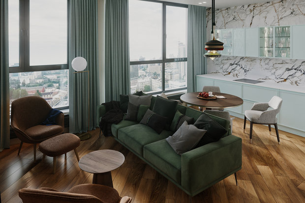 Фотография: Кухня и столовая в стиле Современный, Эклектика, Квартира, Проект недели, Москва, Алена Власова, 4 и больше, Более 90 метров – фото на INMYROOM