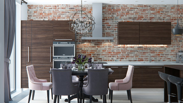 Фотография: Кухня и столовая в стиле Эклектика, Современный, Проект недели, Москва, ЖК Фили Град, новостройка, OM Design, Монолитный дом, 3 комнаты, 60-90 метров – фото на INMYROOM