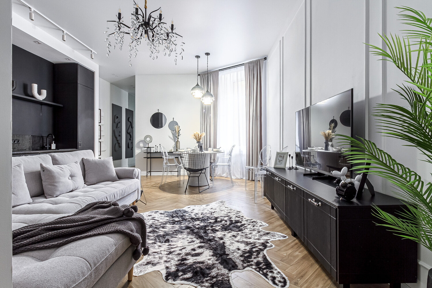 Фотография: Гостиная в стиле Классический, Современный, Эклектика, Квартира, Проект дня, Санкт-Петербург, Кирпичный дом, 3 комнаты, 60-90 метров, Елена Голубева – фото на INMYROOM