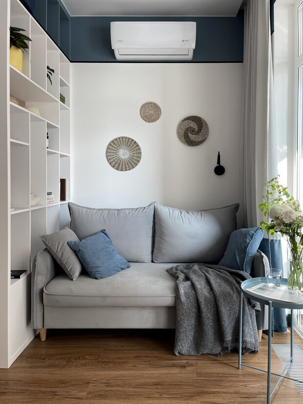 Фотография: Гостиная в стиле Скандинавский, Современный, Минимализм, Эко, Малогабаритная квартира, Квартира, Проект недели, Москва, Монолитный дом, 1 комната, до 40 метров, Иван Чернечков – фото на INMYROOM