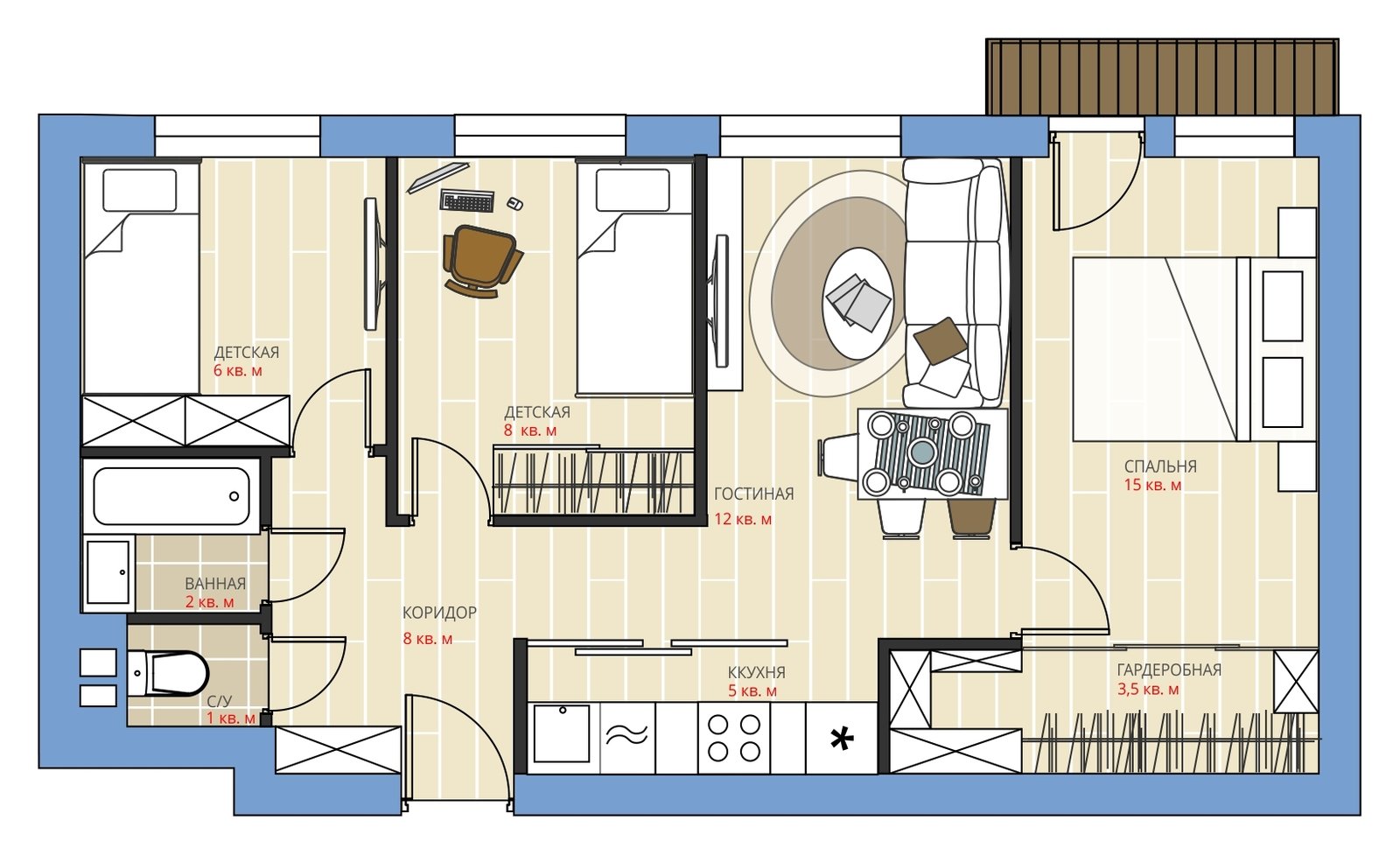 Фотография: Планировки в стиле , Перепланировка, Анастасия Киселева, Максим Джураев, Панельный дом, 3 комнаты, 40-60 метров, 1-515/9м – фото на INMYROOM