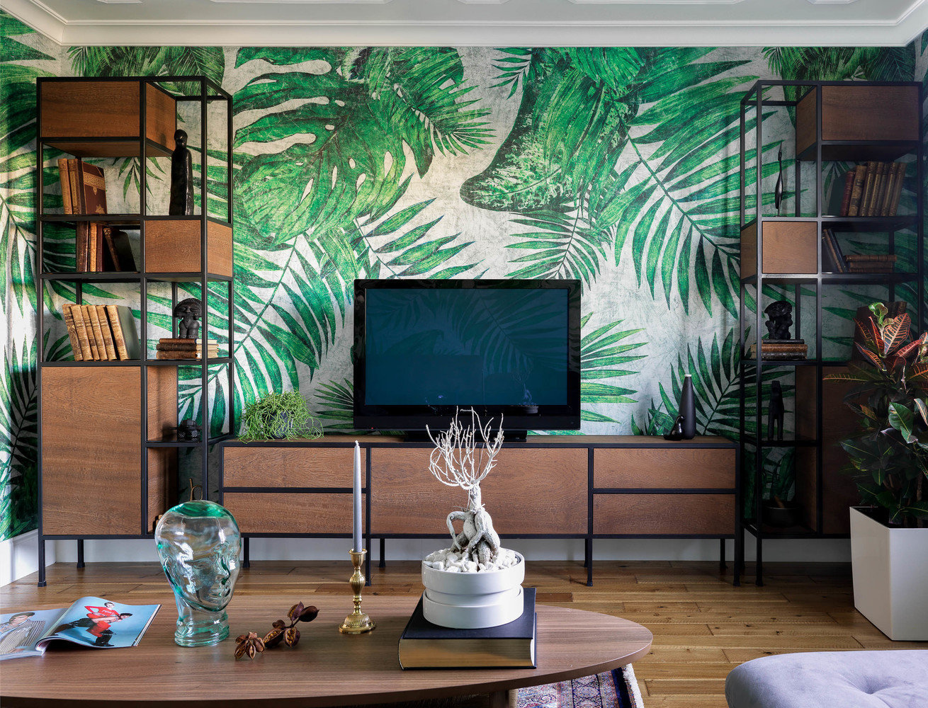 Фотография: Гостиная в стиле Эклектика, Проект недели, Москва, П-55, Панельный дом, 4 и больше, 60-90 метров, Олеся Бернштейн – фото на INMYROOM