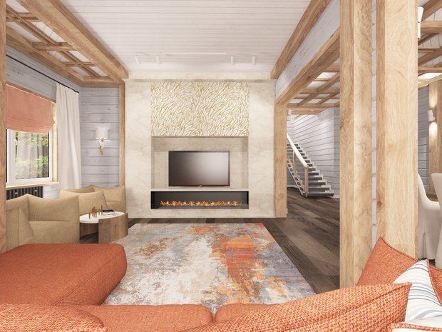 Фото из портфолио Дизайн интерьера коттеджа из бруса в Новосибирске – фотографии дизайна интерьеров на INMYROOM