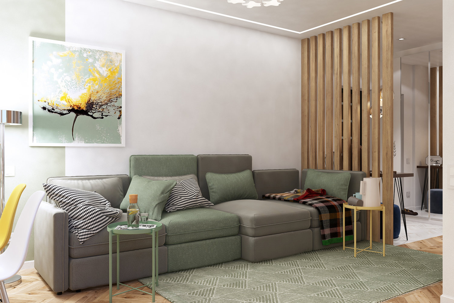 Фотография: Гостиная в стиле Современный, Квартира, Проект недели, Эко, Беларусь, Минск, Блочный дом, 3 комнаты, 60-90 метров, Виктория Зазнова – фото на INMYROOM