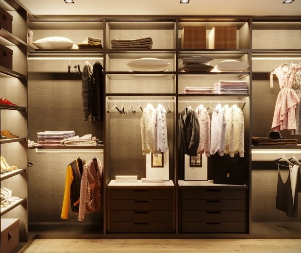 Фотография: Гардеробная в стиле Современный, Лофт, Квартира, Проект недели, Подмосковье, Московская область, Реутов, Кирпичный дом, 3 комнаты, Более 90 метров, Владислав Седов, Наталья Вороненко, LINES – фото на INMYROOM